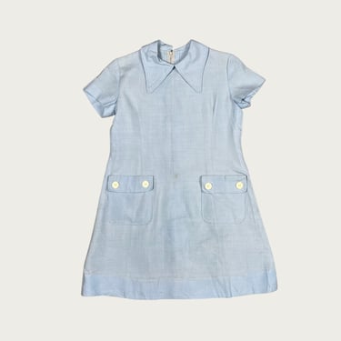 (XS/S) 60s/70s Japanese Baby Blue Collared Mini Dress
