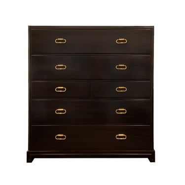 Tommi Parzinger Elegant Chest of Drawers with Etched Brass Pulls 1950s (Signed)