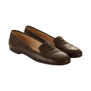 Chanel Brown Logo Loafers