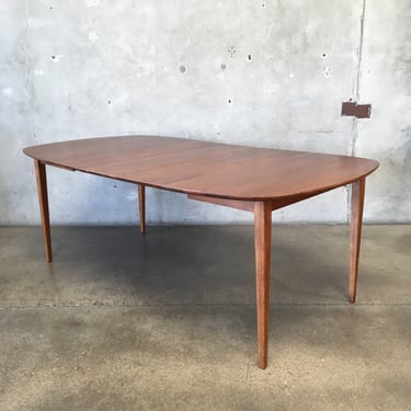 Mid Century Modern Solid Walnut Dining Table with Three Leaves