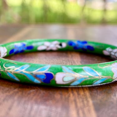 Cloissoine Bangle Bracelet Ceramic Porcelain Hand Painted Vintage Retro Chinese 