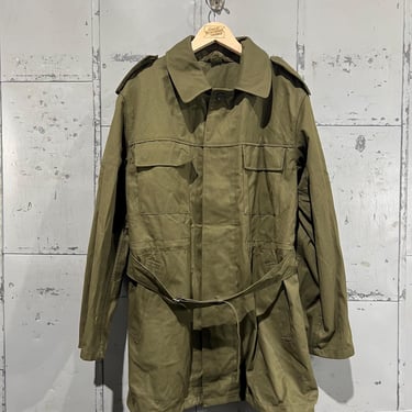 Vintage European Army Overcoat Military Trench Coat  army Green 