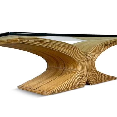 Mid-Century Pencil Reed Coffee Table in the Style of Gabriella Crespi