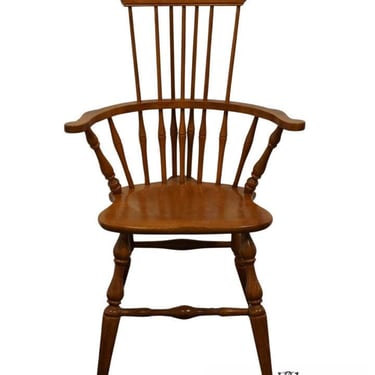 RARE TELL CITY Solid Hard Rock Maple Early American Colonial Style Hoop Back Windsor Arm Chair w. High Fan 