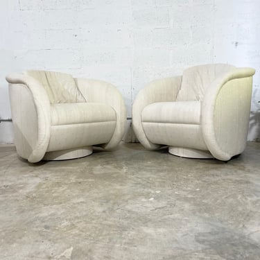 Pair Vintage Swivel Barrel Lounge Chairs by Preview 