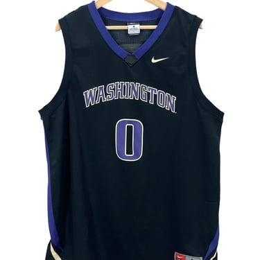 University of Washington Huskies Nike #0 Black Basketball Jersey Sz L Bow Down