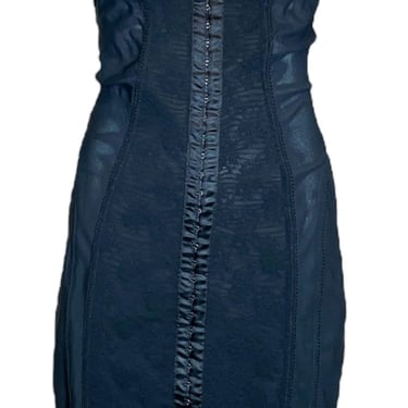 Dolce &amp; Gabbana Y2K Black Mesh Lingerie Dress with Built In Bra