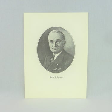 60s Harry S Truman Portrait - Print Lithograph Poster - President of the United States - Senator from Missouri - 8 3/4