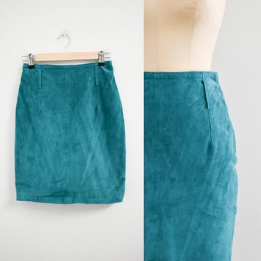 1980s/90s Teal Suede Mini Skirt 