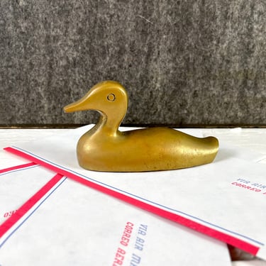 Brass duck - 1980s vintage paperweight 