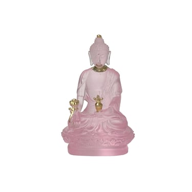 Pink Crystal Glass Bhaiṣajyaguru Medicine Guru Lapis Lazuli Light Buddha Statue ws4827E 