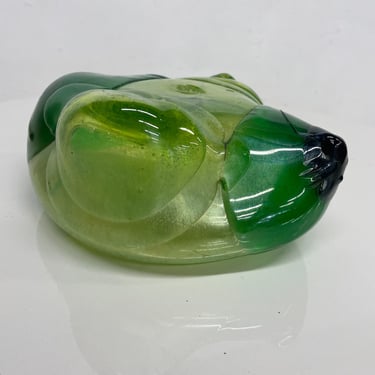 1970s Abstract Green Blob Glass Sculpture Modern Free Form Expression 