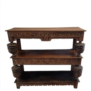 Rare 16th/17th Century Elizabethan Carved Oak Three-tier Court Cupboard Antique Period Sideboard Buffet Server 