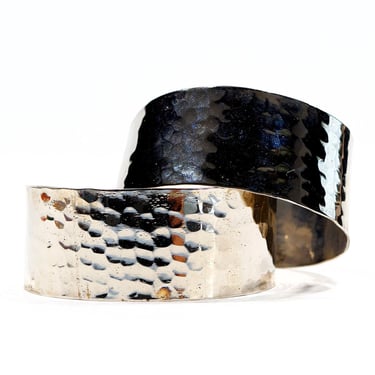 Deadstock VINTAGE: 1970s - Hammered Silver Brass Bangles Cuff - Boho - Gipsy, Hipster, Ethnic - India - Unused - SKU 31-E217-00028132 