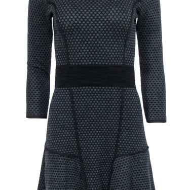 Sandro - Black w/ Grey Polka Dot Knit Long Sleeve Dress Sz 4
