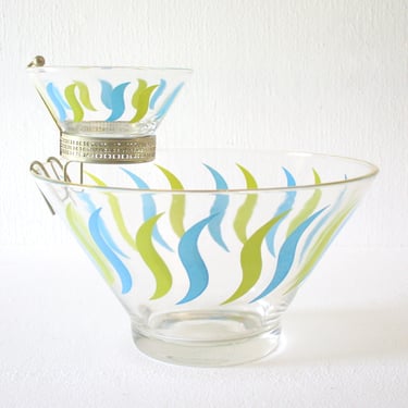 Vintage Glass Chip & Dip Bowl Set