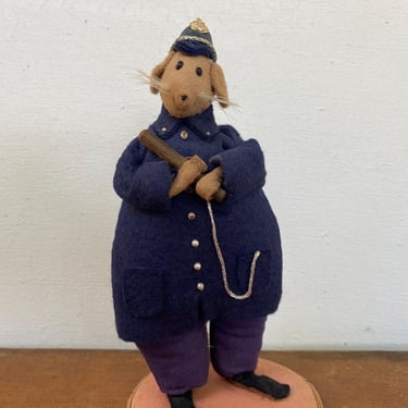 Vintage Diane Freeman Felt Art Doll, Made In England, Felt Mouse Bobby, Robert The Bobby, Law Enforcement Mouse, Policeman, English Art 