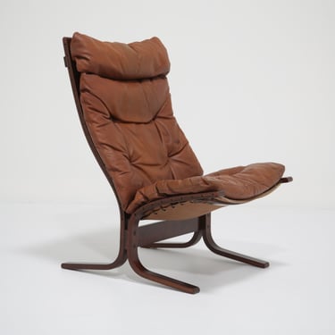 Vintage Tan Leather “Siesta” Lounge Chair by Ingmar Relling, Westnofa, 1960s.