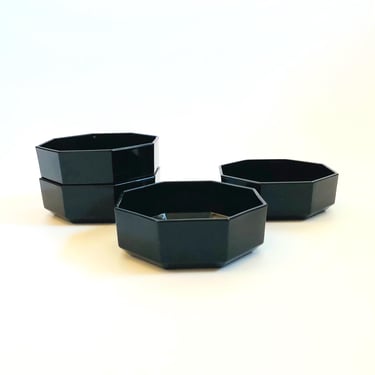 Black Octagon Bowls by Arcoroc France - Set of 4 