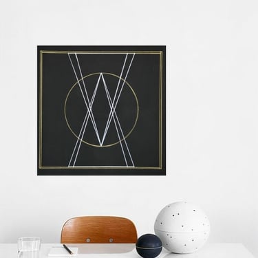 Black Gold Silver Geometric LARGE 20"x20" Square Canvas Painting Abstract Minimalist Art Modern Original Contemporary Artwork Commission Art by Art