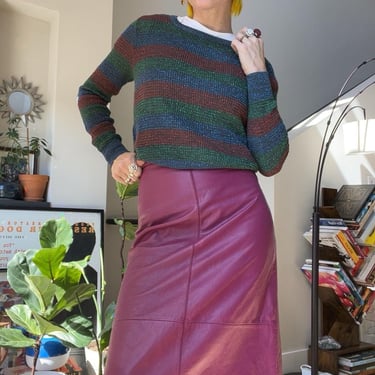 VTG Y2K Purple Leather Pencil Skirt 