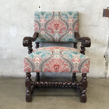 Antique English Oak Barley Twist Arm Chair
