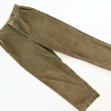 Vintage 80s Tan Brown Corduroy Pants  26  -  1980s High Waist Trousers - Preppy Academia Neutral Unisex Cord Straight Leg Pants 