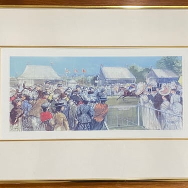 Item #DMC89 John Strickland Goodall &#8220;At The Races&#8221; Framed Lithograph 20th c.