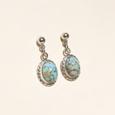 ANTIQUE WHITE GOLD FILLED FAUX TURQUOISE EARRINGS