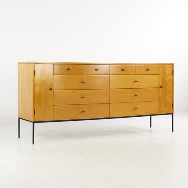 Paul McCobb for Planner Group Mid Century 20 Drawer Lowboy Dresser with Iron Legs and T Pulls - mcm 