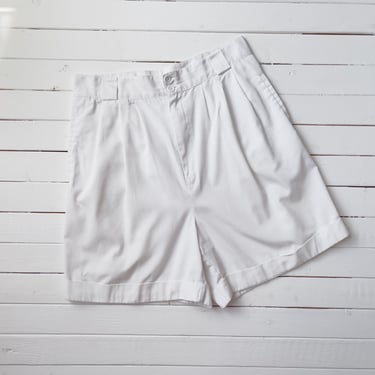 high waisted shorts 90s vintage white cotton pleated shorts 