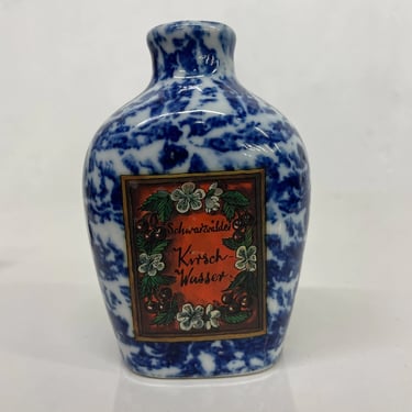 Vintage Blue Kirschwasser Ceramic Cherry Brandy Bottle made BAVARIA 
