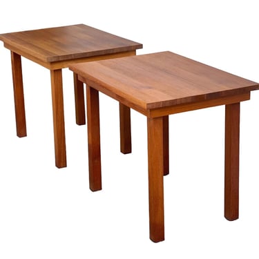 Free Shipping Within Continental US - (Available by online purchase only)Vintage Mid Century Modern Walnut Teak Wood End Table Stand Set 