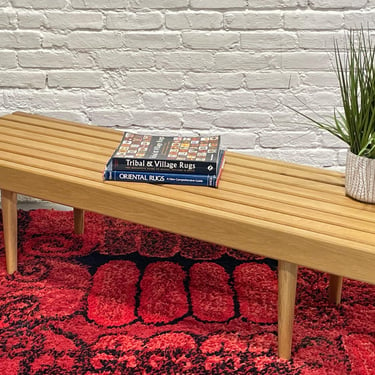 Mid Century Modern styled HANDMADE Oak SLAT Bench / Coffee Table 