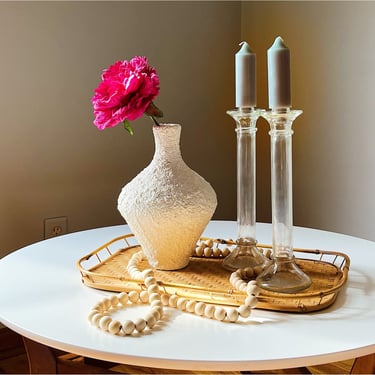 Set of 2 Sleek 12.5" Mold Blown Column Candlestick Holders 