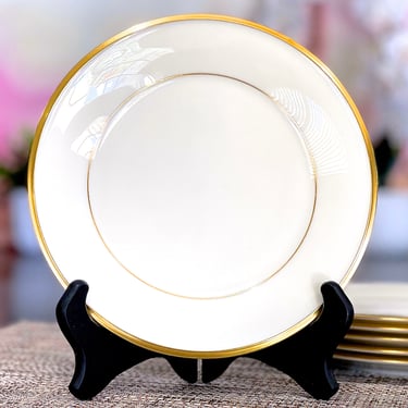VINTAGE: 8pc Lenox Eternal Salad Plates - Ivory Porcelain - Tableware - Holidays - Wedding Gold Rings Unbroken Eternal Bond 