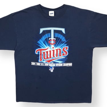 Vintage 2004 Minnesota Twins “Three In A Row Central Division Champions” MLB Baseball T-Shirt Size XL 