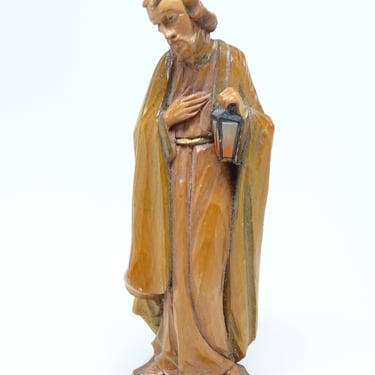 Vintage Italian Hand Carved Saint Joseph Santos, Saint Vintage Religious Carving, Church Statue for Christmas Nativity Putz 