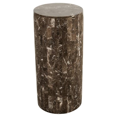 Neoclassical Style Round Tessellated Marble Stone Pedestal