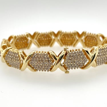 Stunning 5 CTW Diamond & 10k Yellow Gold XOXO Linked Tennis Bracelet JAFA 35.9g 