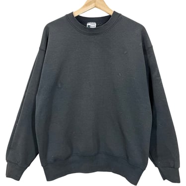 Vintage 90's Faded Blank Black Crewneck Sweatshirt Fits Medium