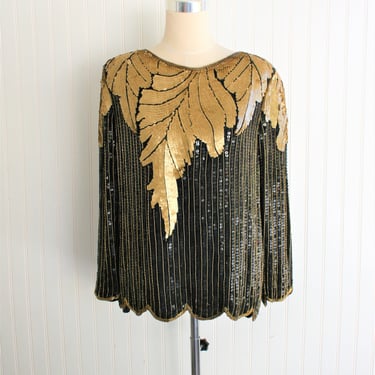 Gold - Beaded /Sequined - Cocktail Party Top - Special event - by Royal Feelings - Marked size L 