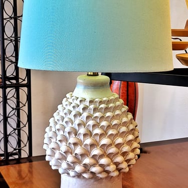 PINECONE TABLE LAMP WITH PASTEL STRIPES ATTRIB. IVO DE SANTIS FOR GLI ETRUSCHI