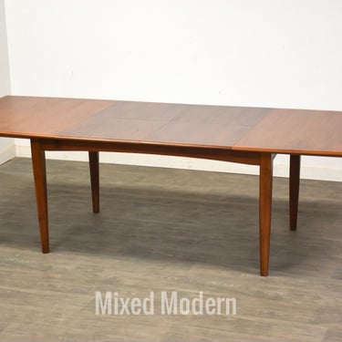 Refinished Danish Modern Teak Butterfly Leaf Dining Table 