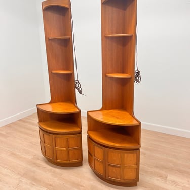 Mid Century Corner Units/Bookshelves Pair By Nathan Furniture 