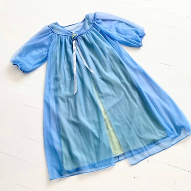 1960s Blue + Green Two-Tone Nightie and Robe 