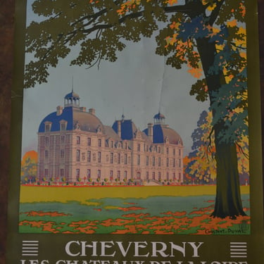 Vintage Art Deco French Travel Poster - Chemin de fer de Paris a Orléans - Cheverny- Les Chateaux de La Loire 