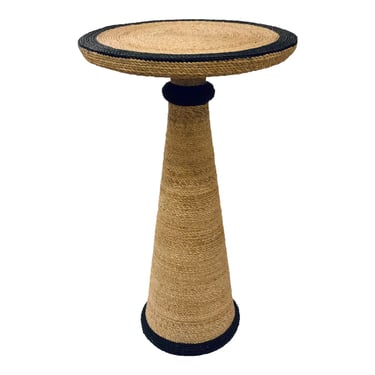 Currey & Co. Organic Modern Black and Natural Sisal Side Table Prototype