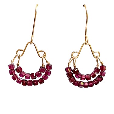 Debbie Fisher | Garnet beads on gold fill wire Earrings