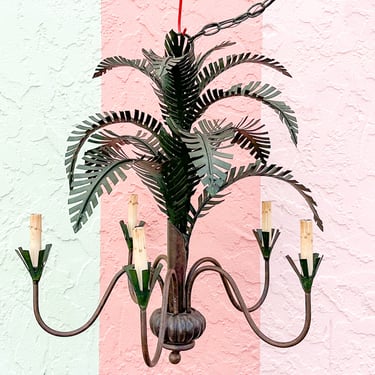 Curry and Company Tole Palm Chandelier